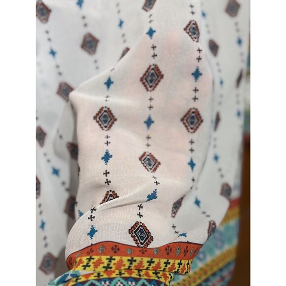 Figueroa & Flower 2X Sheer Boho Peasant Top Lace Trim Bell Sleeves - Picture 3 of 6